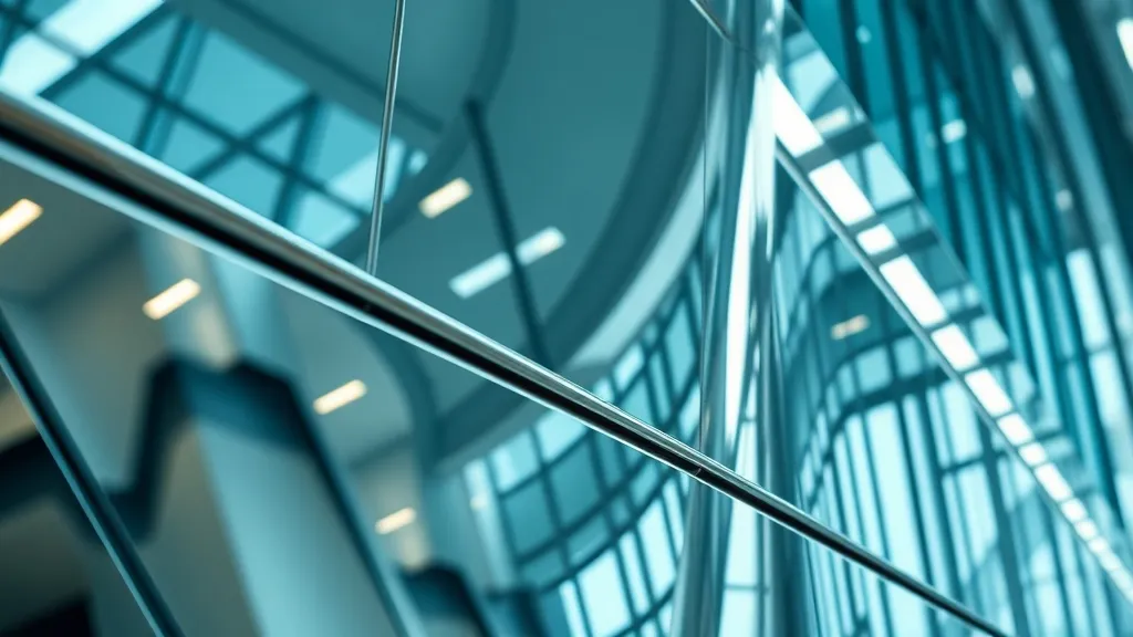 A high-end architectural close-up of a silver chrome structu